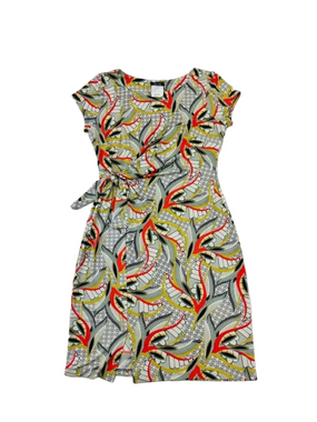 Bali short sleeve side tie ruched print stretchy dress Size 6 Abstract Everyday